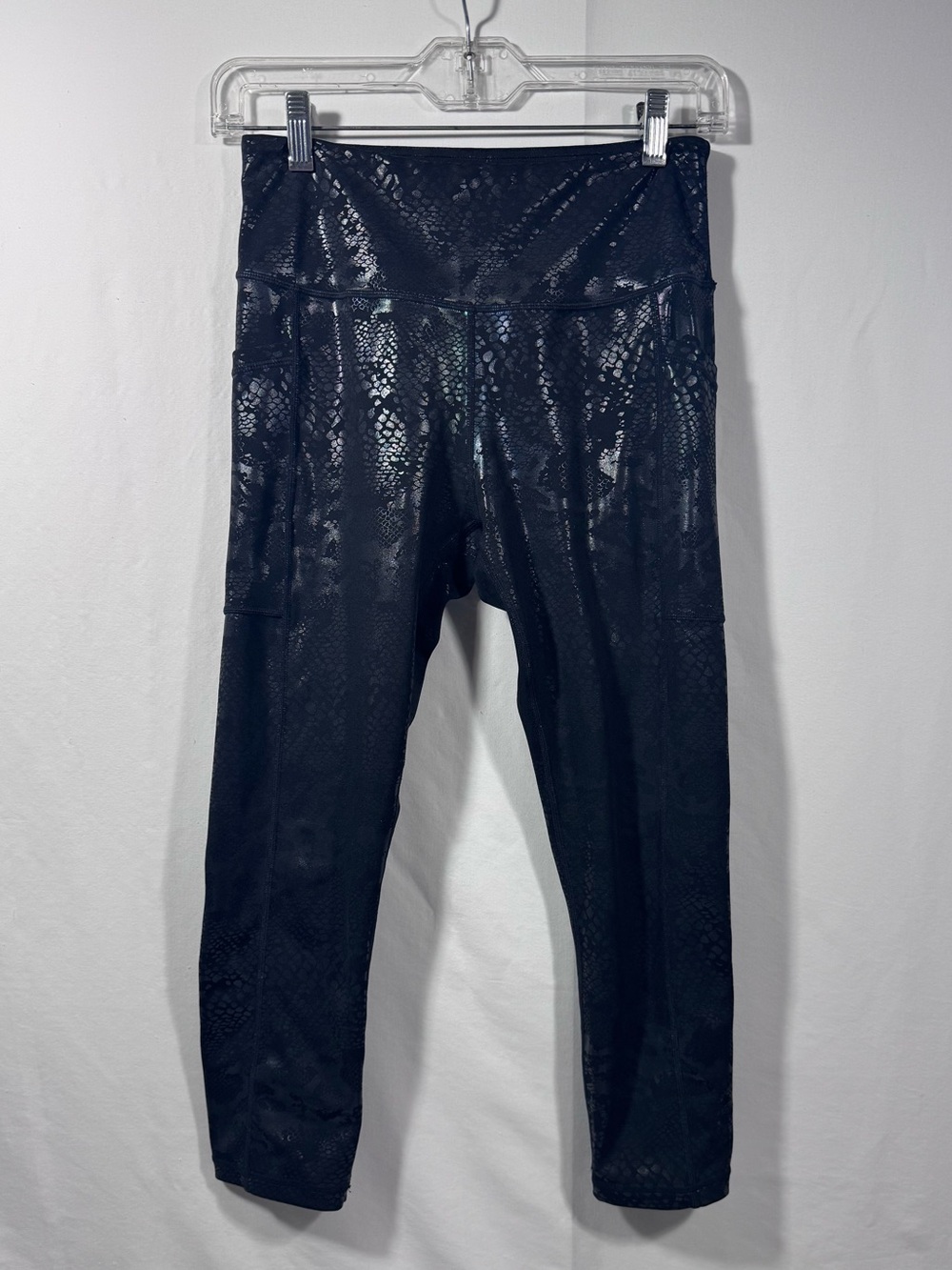 CVG Black Snakeskin Foil Capri Leggings